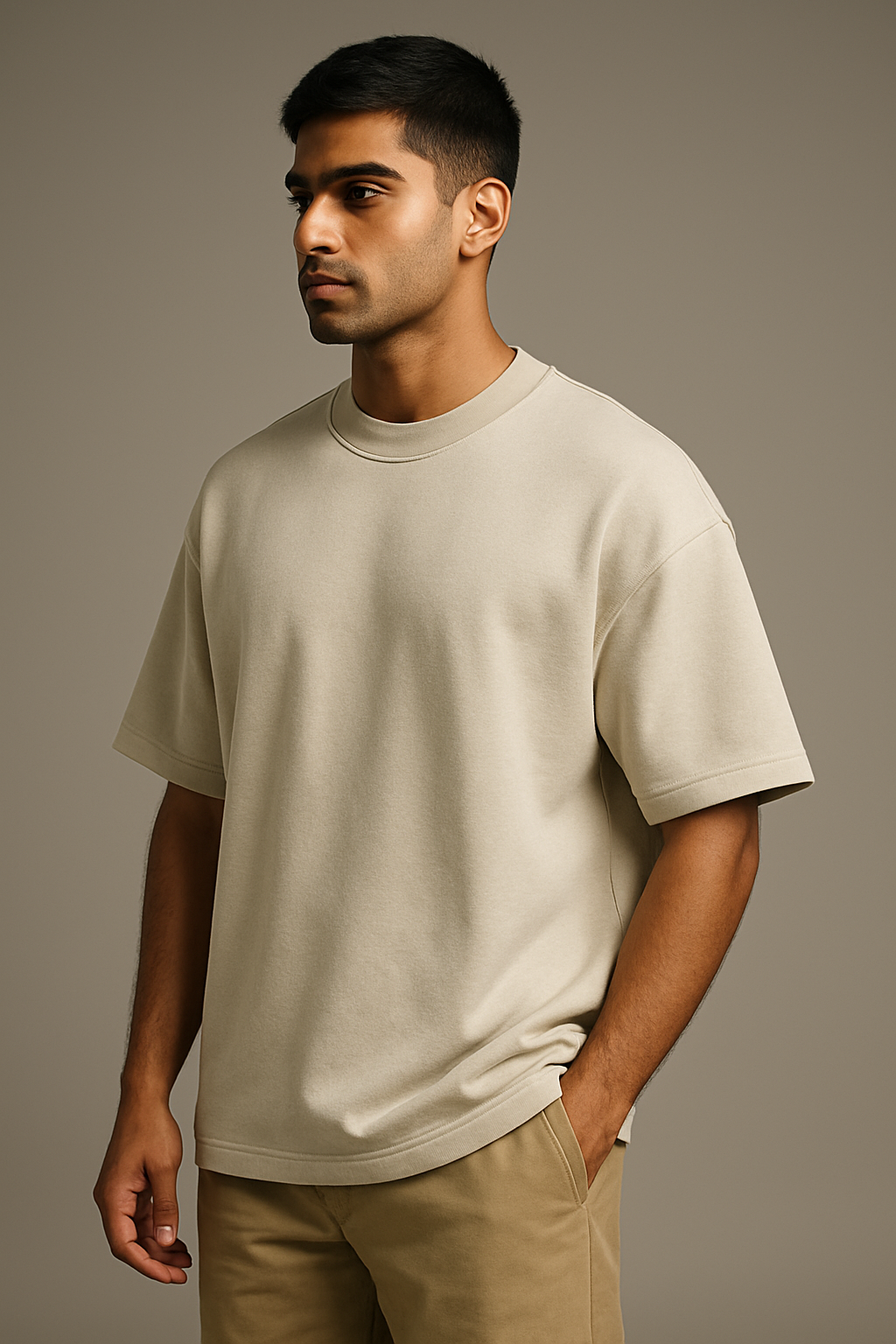 Men’s Oversized Drop-Shoulder T-Shirt – 240 GSM French Terry Cotton