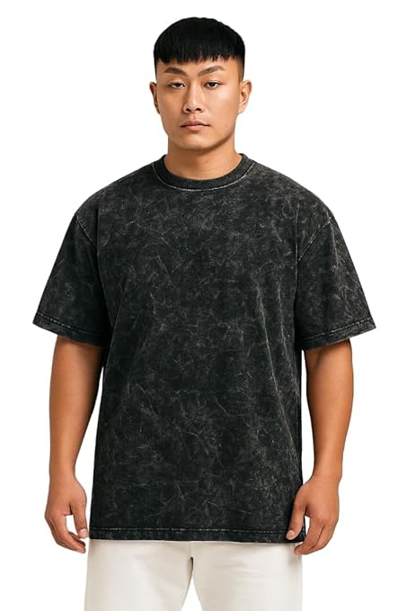 Acid Wash Oversized Drop-Shoulder T-Shirt | 240 GSM Premium French Terry Cotton | Streetwear Fit